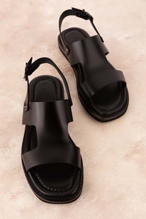 Gondol Kadın Hakiki Deri Renkli Kombin Vaketa Sandalet ayh.407 - Siyah - 40