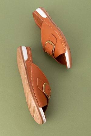 Gondol Kadın Hakiki Deri Anatomik Taban Terlik iz.4608 - Taba - 36