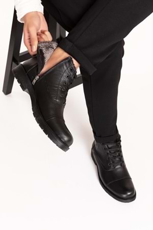 Gondol Erkek Hakiki Deri İçi Kürklü Günlük Bot kn.855 - Siyah - 44