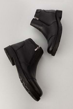 Gondol Erkek Hakiki Deri İçi Kürklü Çift Fermuarlı Günlük Bot kn.755 - Siyah - 44