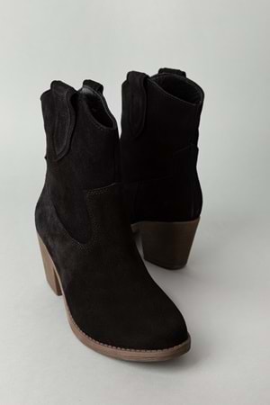 Gondol Kadın Hakiki Deri Western Tarz Bot anl.2800 - Siyah Süet - 37