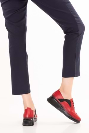 Gondol Hakiki Deri Anatomik Taban Rahat Ayakkabı elnr.3803 - kırmızı - 38