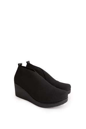 Gondol Dolgu Topuklu Lastikli Kapsül Tarz Ayakkabı ell.1212 - Siyah - 37