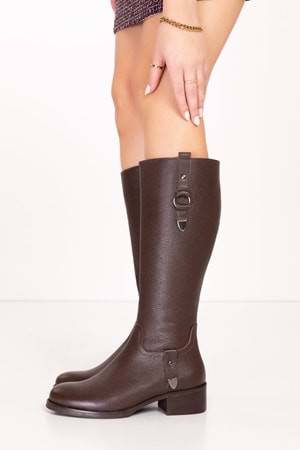 Gondol Kadın Hakiki Deri Kısa Topuklu Çizme ell.7144 - Kahverengi - 36