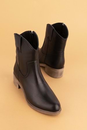 Gondol Kadın Hakiki Deri Western Bot anl.2871 - Siyah - 38