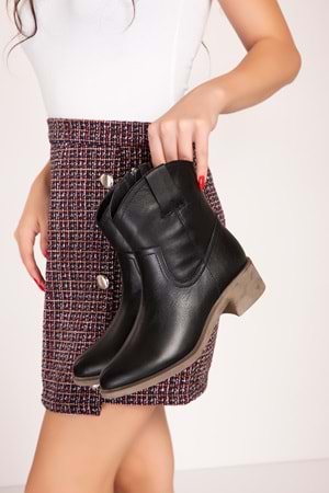 Gondol Kadın Hakiki Deri Western Bot anl.2871 - Siyah - 38