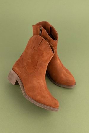 Gondol Kadın Hakiki Deri Western Bot anl.2871 - Taba Süet - 36