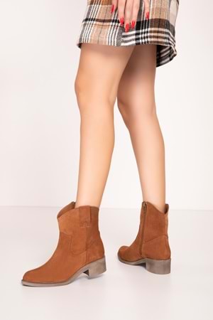 Gondol Kadın Hakiki Deri Western Bot anl.2871 - Taba Süet - 36