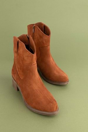 Gondol Kadın Hakiki Deri Western Bot anl.2871 - Taba Süet - 36