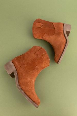 Gondol Kadın Hakiki Deri Western Bot anl.2871 - Taba Süet - 36