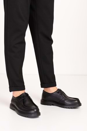 Gondol Içi Dışı Hakiki Deri Kalın Taban Oxford Rahat Ayakkabı src.913 - Siyah - 40