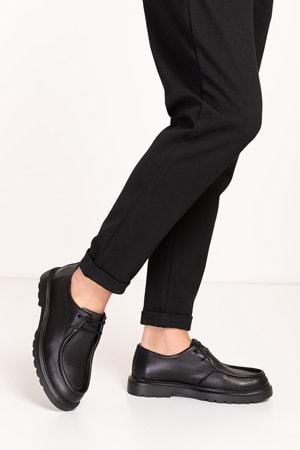 Gondol Içi Dışı Hakiki Deri Kalın Taban Oxford Rahat Ayakkabı src.913 - Siyah - 40