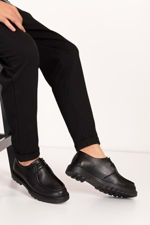 Gondol Içi Dışı Hakiki Deri Kalın Taban Oxford Rahat Ayakkabı src.913 - Siyah - 40