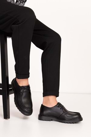 Gondol Içi Dışı Hakiki Deri Kalın Taban Oxford Rahat Ayakkabı src.913 - Siyah - 40