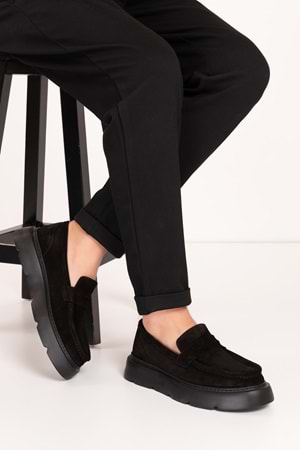 Gondol Içi Dışı Hakiki Deri Hafif Günlük Rahat Ayakkabı src.464 - Siyah Süet - 40