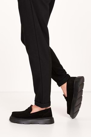 Gondol Içi Dışı Hakiki Deri Hafif Günlük Rahat Ayakkabı src.464 - Siyah Süet - 40