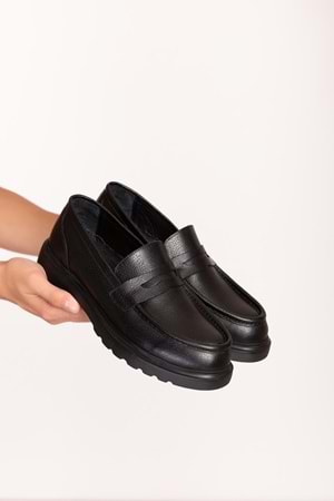 Gondol Içi Dışı Hakiki Deri Hafif Günlük Rahat Ayakkabı src.464 - Siyah - 41