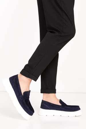 Gondol Içi Dışı Hakiki Deri Hafif Günlük Rahat Ayakkabı src.464 - Lacivert Süet - 40