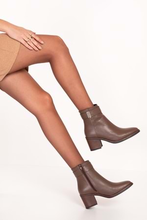 Gondol Kadın Hakiki Deri Şık Bot mnz.24493 - Kahverengi - 37