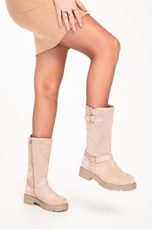 Gondol Hakiki Deri Günlük Kaymaz Taban Yarım Çizme anl.2795 - Vizon Süet - 37