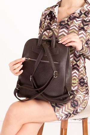 Gondol Kadın Günlük Şık Sırt Çantası ald.1025 - Kahverengi - TEK EBAT