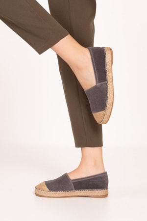 Gondol Hakiki Deri Günlük Espadril alpx.422 - Gri - 36