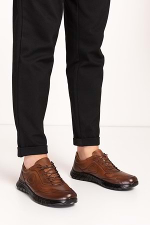 Gondol Erkek Hakiki Deri Hafif Esnek Kaymaz Taban Ayakkabı af.2500 - Taba - 45