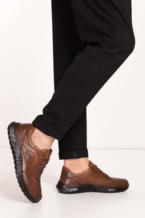 Gondol Erkek Hakiki Deri Hafif Esnek Kaymaz Taban Ayakkabı af.2500 - Taba - 45