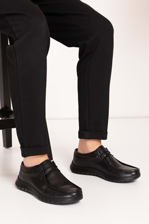 Gondol Erkek Hakiki Deri Hafif Esnek Kaymaz Taban Ayakkabı af.1453 - Siyah - 40