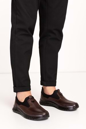 Gondol Erkek Hakiki Deri Hafif Esnek Kaymaz Taban Ayakkabı af.1956 - Kahverengi - 40