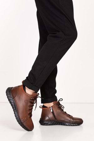 Gondol Erkek Hakiki Deri Hafif Esnek Kaymaz Taban Bot af.1945 - Kahverengi - 40