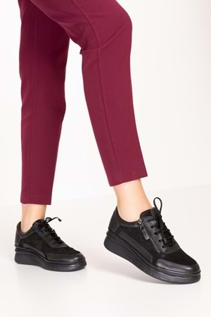 Gondol Hakiki Deri Anatomik Taban Rahat Fermuarlı Ayakkabı usl.2149 - Siyah - 36