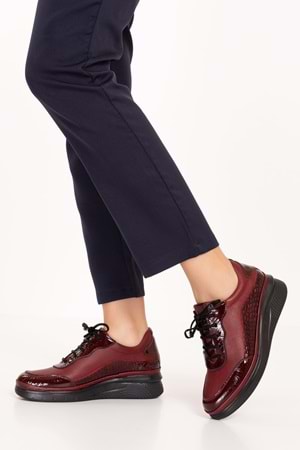 Gondol Hakiki Deri Anatomik Taban Rahat Ayakkabı usl.2153 - Bordo Petek - 36