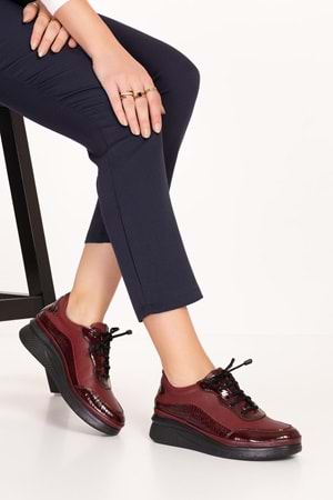 Gondol Hakiki Deri Anatomik Taban Rahat Ayakkabı usl.2153 - Bordo Petek - 36