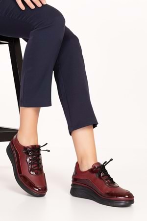 Gondol Hakiki Deri Anatomik Taban Rahat Ayakkabı usl.2153 - Bordo Petek - 36