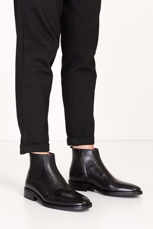 Gondol Erkek Hakiki Deri Klasik Sivri Burun Bot ny.490 - Siyah - 45