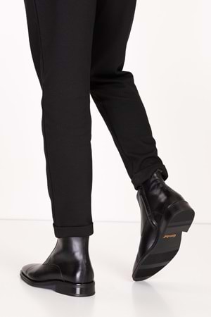 Gondol Erkek Hakiki Deri Klasik Sivri Burun Bot ny.490 - Siyah - 45