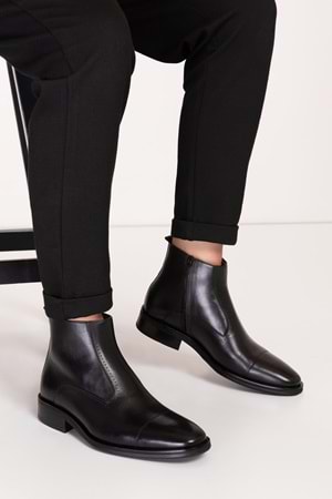 Gondol Erkek Hakiki Deri Klasik Sivri Burun Bot ny.490 - Siyah - 45