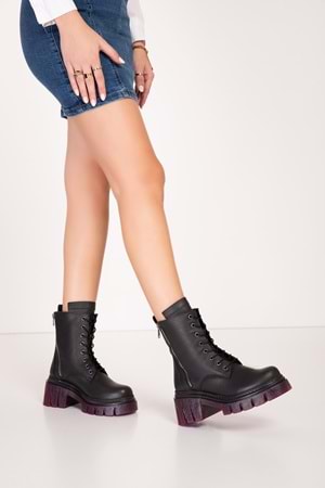 Gondol Hakiki Deri Şık Postal Bot bel.377 - Siyah - 38