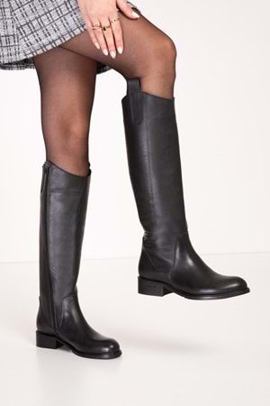 Gondol Hakiki Deri Günlük Binici Çizme bel.1696 - Siyah - 40