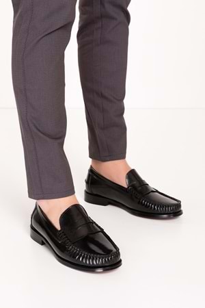 Gondol Erkek Hakiki Deri Kösele Loafer Ayakkabı ny.005 - siyah rugan - 39