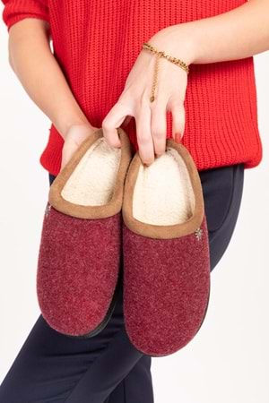 GONDOL İÇİ KÜRKLÜ RAHAT VE HAFİF EV TERLİĞİ EV.216 - Bordo - 39