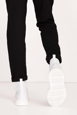 Gondol Erkek Hakiki Deri Hafif Eva Taban Yanları Lastikli Bot src.7004 - Beyaz - 41