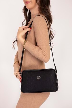 Gondol Kadın Günlük Çapraz Omuz Çantası gp.1327 - Siyah Kumaş