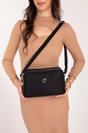 Gondol Kadın Günlük Çapraz Omuz Çantası gp.1327 - Siyah Kumaş