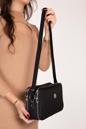 Gondol Kadın Günlük Çapraz Omuz Çantası gp.1327 - Siyah Kumaş