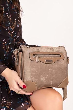 Gondol Kadın Günlük Çapraz Omuz Çantası gp.1420 - Vizon Kumaş