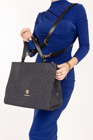 Gondol Kadın Günlük Şık El Çantası gp.1447 - Siyah Yazı - TEK EBAT