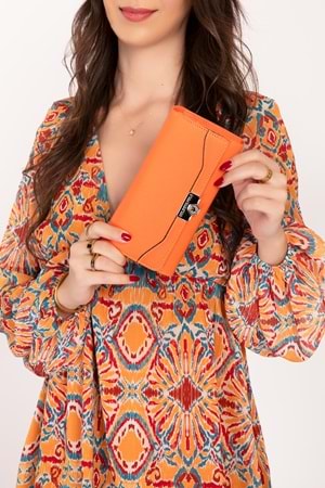 Gondol Çok Gözlü Kullanışlı Şık Cüzdan gp.1489 - Turuncu - TEK EBAT