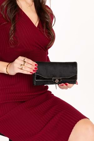 Gondol Çok Gözlü Kullanışlı Şık Cüzdan gp.1489 - Siyah Kumaş - TEK EBAT